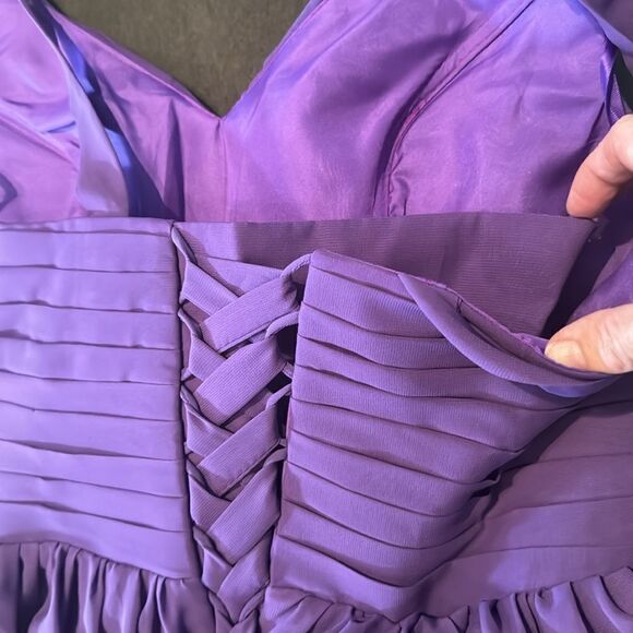 Purple Chiffon Full Length Bridesmaid Formal Dress V-Neck CorsetBack Size 14 NWT - Picture 11 of 11